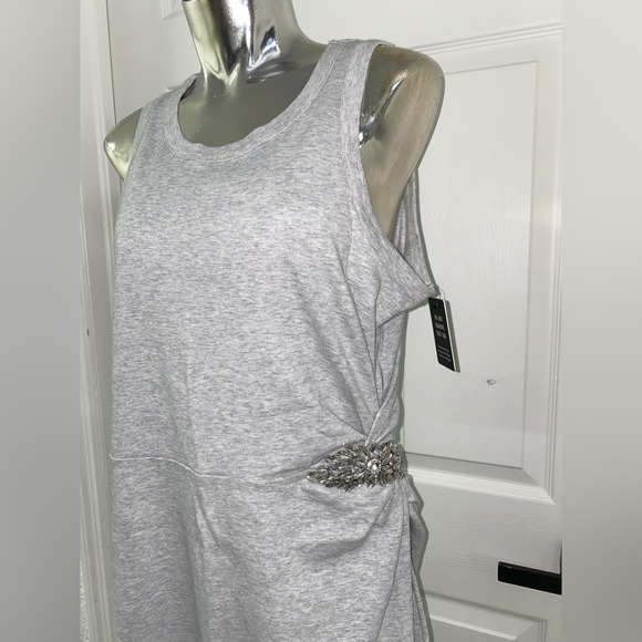 NWT express tank dress sleeveless crystal brooch detail Large petite grey - Picture 11 of 16